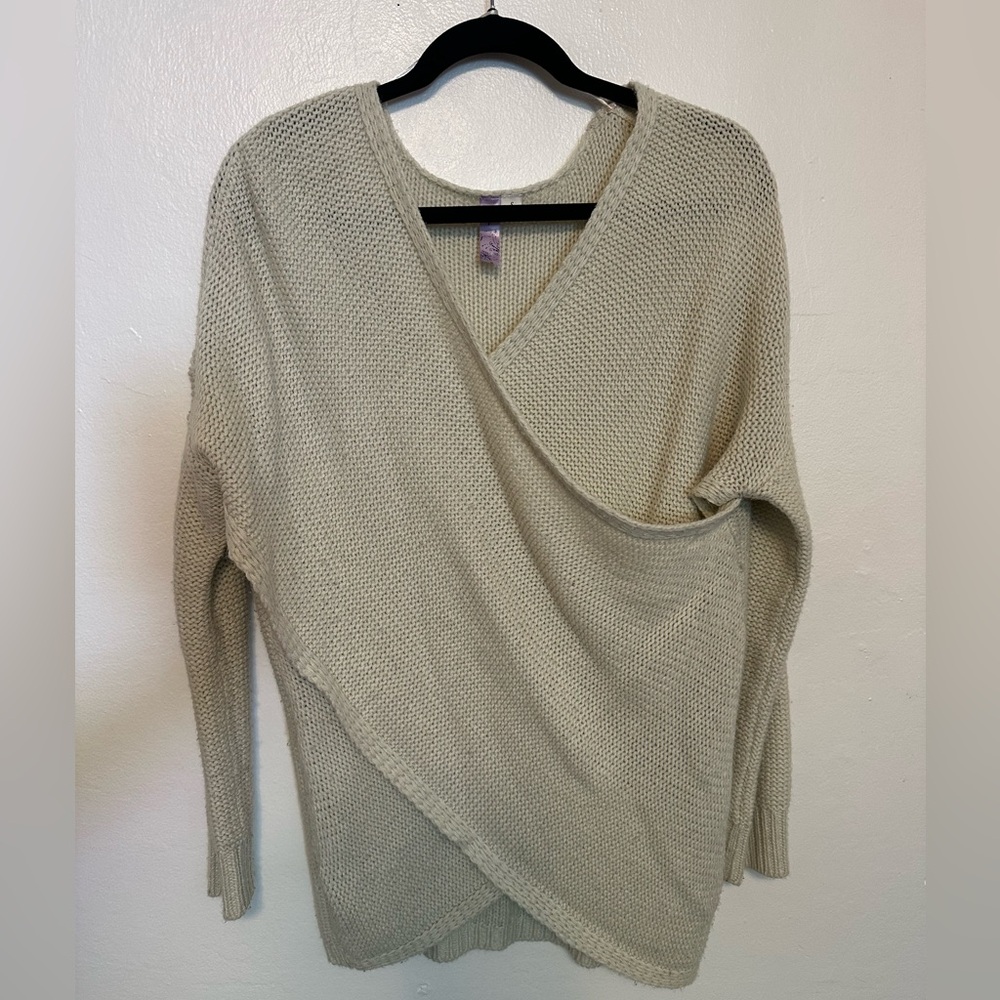 Oversized Wrap Sweater Beige Size Small
